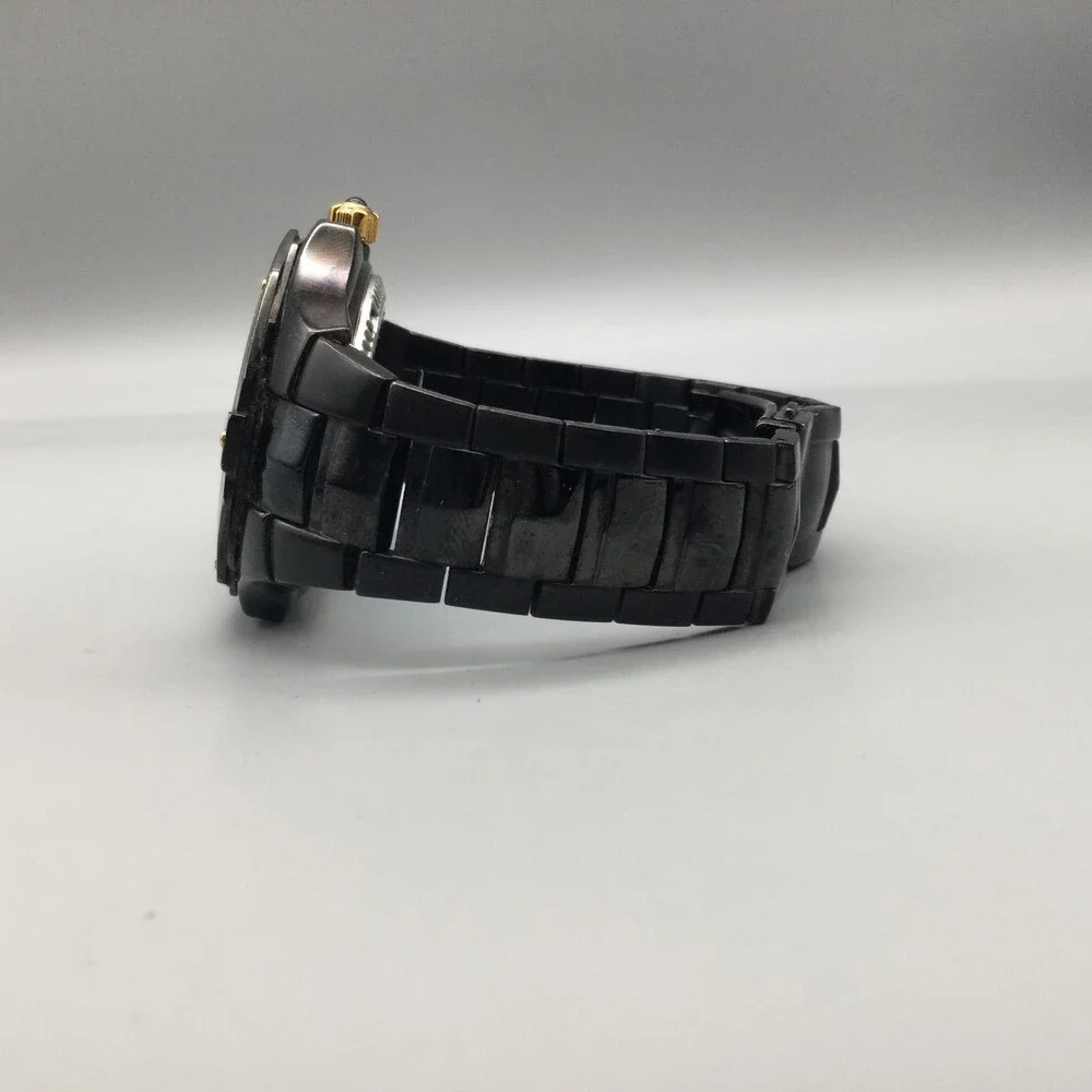 Seiko Coutura Mens Watch 41mm Black Stainless 7D46-0AC0 Kinetic Perpetual 7.25
